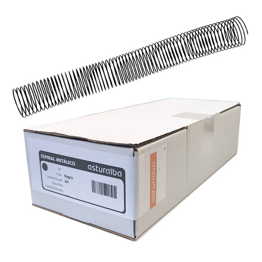 Espiral metálico negro 40 mm 5:1 (Caja 30 unidades)