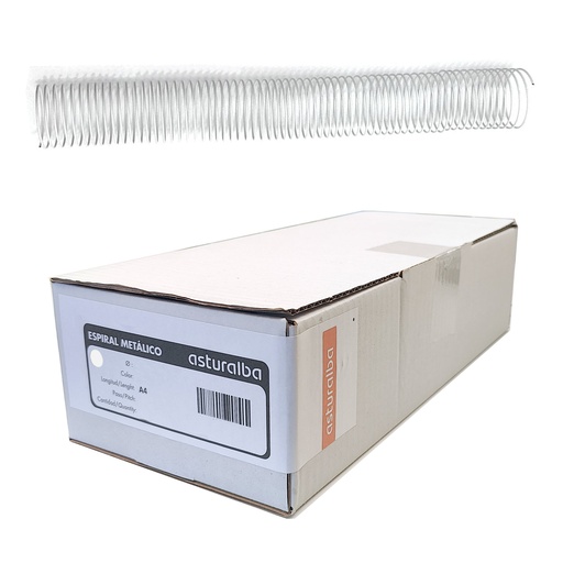 Espiral metálico blanco 44 mm 5:1 (Caja 30 unidades)