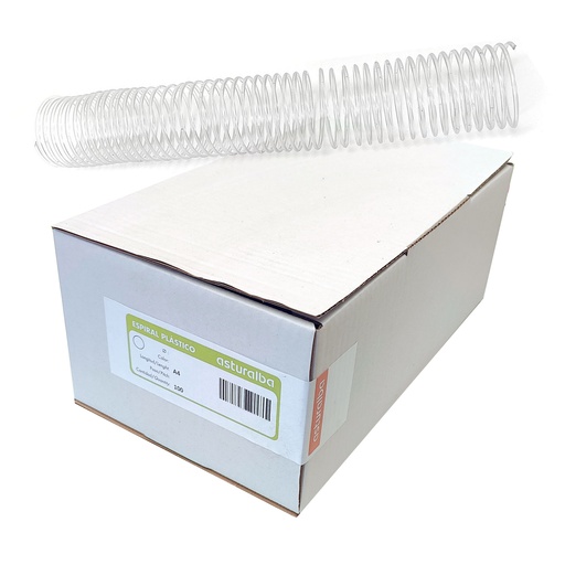 Espiral de plástico transparente 38 mm 3:1 (Caja 50 unidades)