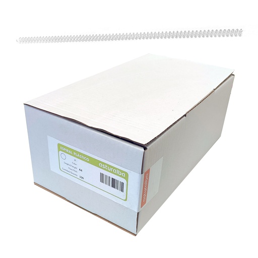 Espiral de plástico transparente 6 mm 5:1 (Caja 100 unidades)