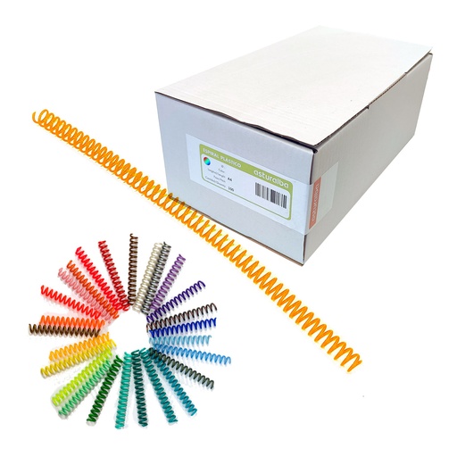 Espiral de plástico color 10 mm 5:1 (Caja 100 unidades)
