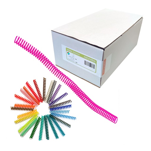 Espiral de plástico color 25 mm 4:1 (Caja 100 unidades)