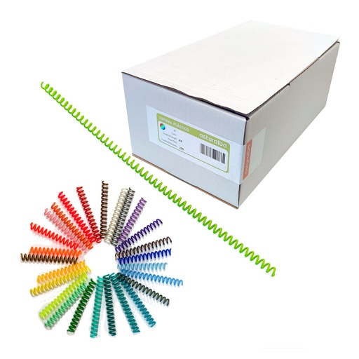 Espiral de plástico color 6 mm 5:1 (Caja 100 unidades)