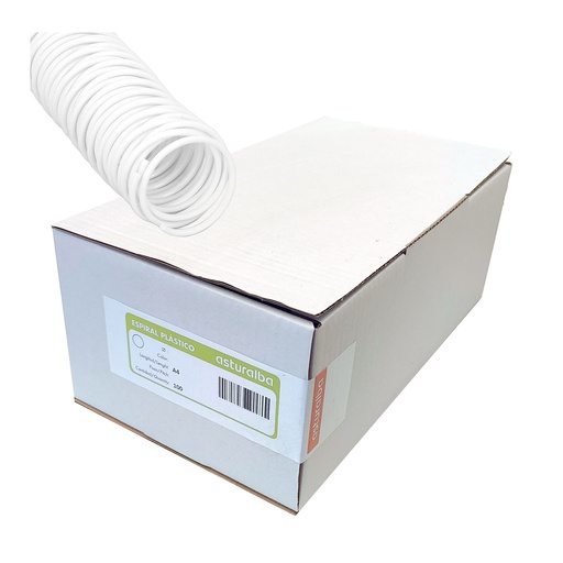 Espiral de plástico blanco 28 mm 4:1 (Caja 100 unidades) 