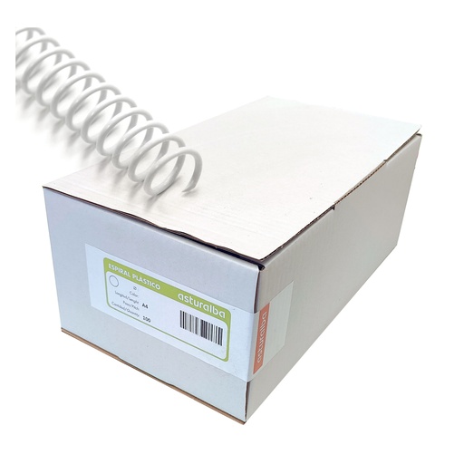 Espiral de plástico blanco 6 mm 5:1 (Caja 100 unidades) 