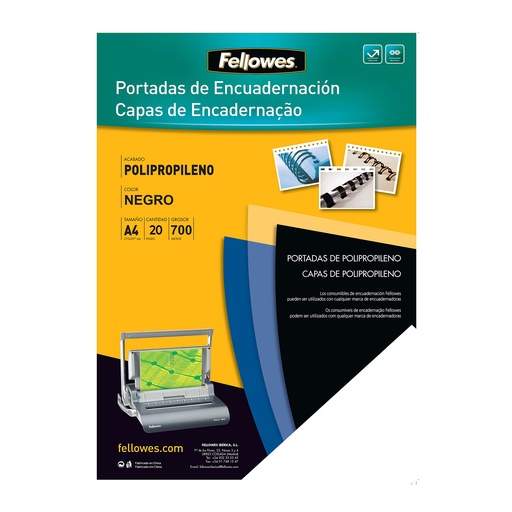Portada de encuadernación A4 translúcida de plástico de 700 micras Fellowes (Pack 20 unidades)