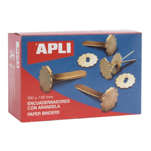 Encuadernadores de latón 50 mm Apli (Caja 100 unidades)