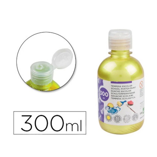Témpera escolar líquida Liderpapel 300 ml amarillo metalizado