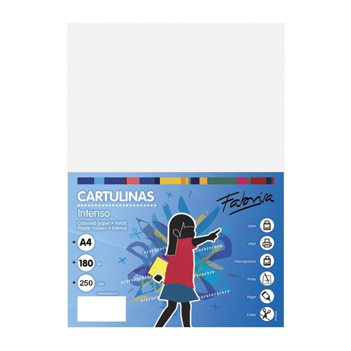 Cartulina A4 blanca 180 g/m² Fabrisa (Pack 50 unidades)