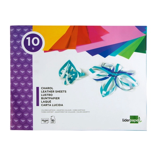 Bloc de papel charol de colores 315 x 240 mm (10 hojas)