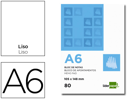 Bloc encolado y microperforado A6 liso 80 hojas