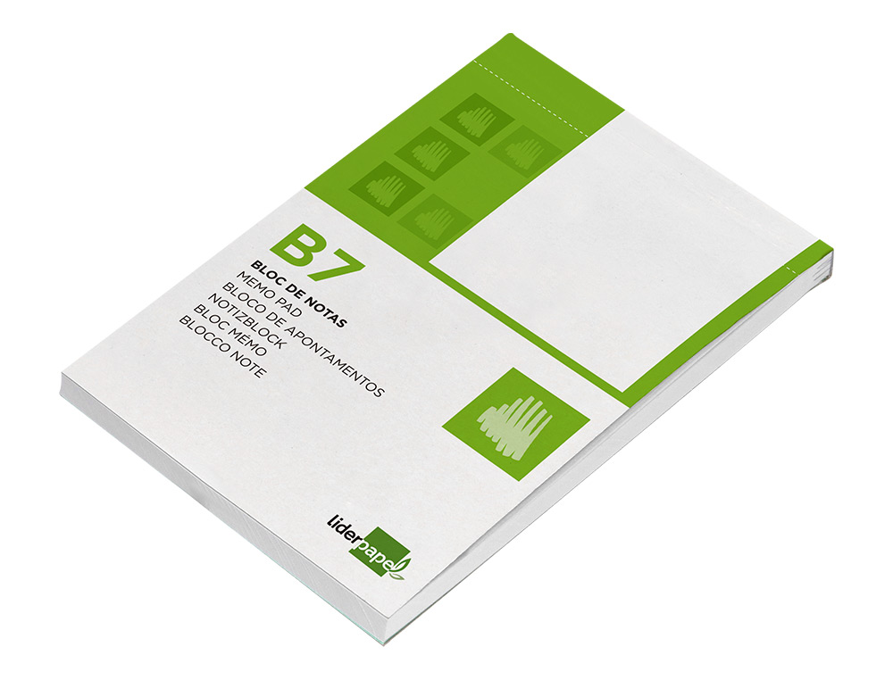 Bloc encolado y microperforado B7 liso 80 hojas Liderpapel